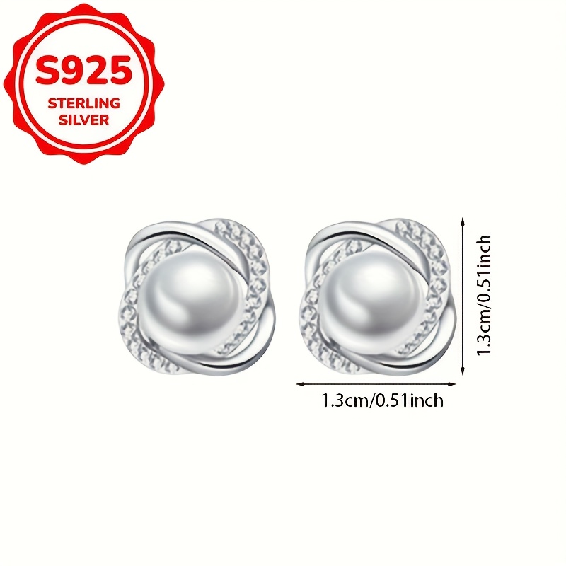 Women's S925 Silver Stud Earrings with Imitation Pearls — Everyday Elegance